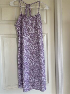 Eddie Bauer - Lilac Leaf-Print Strappy Midi Dress - S